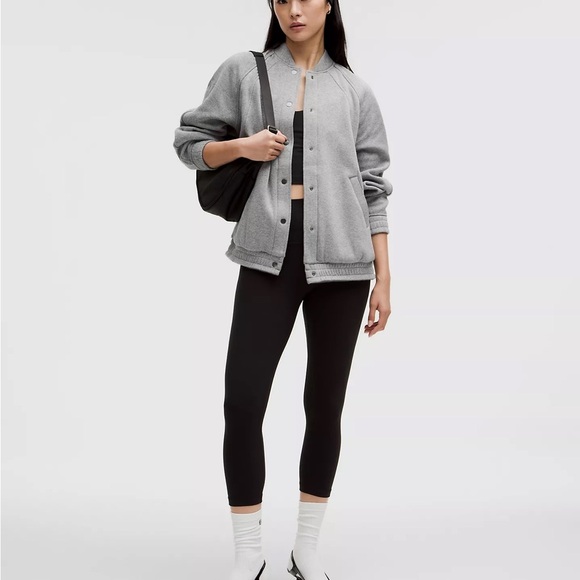 NEW LULULEMON Scuba Oversized Gray Varsity Jacket Plush - Super Cute! MSRP: $168 - Picture 1 of 16